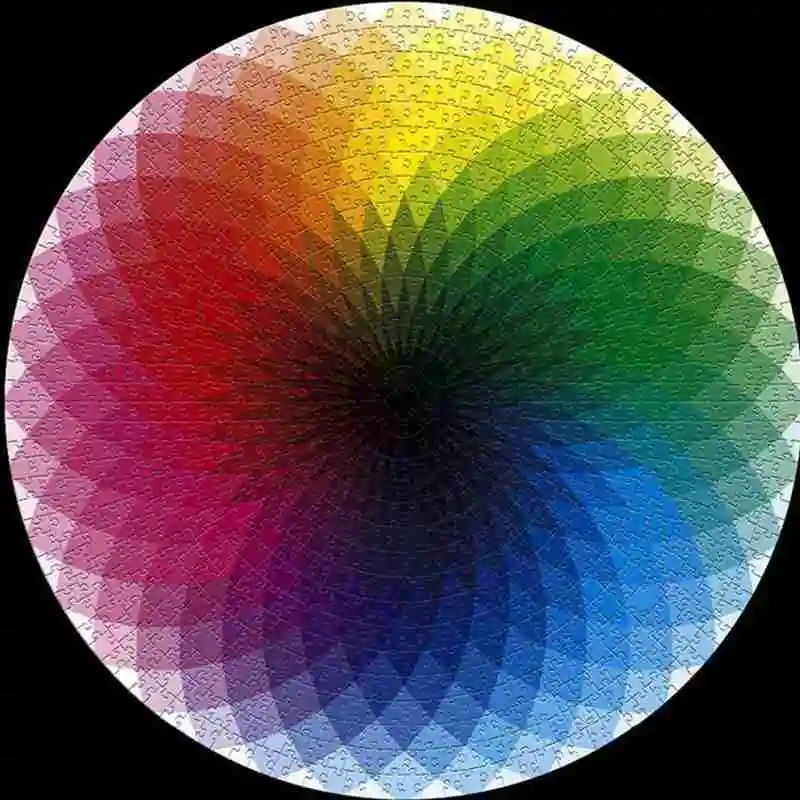 1000 штук Бумага головоломка разные цвета радуги пазлы круглый геометрический