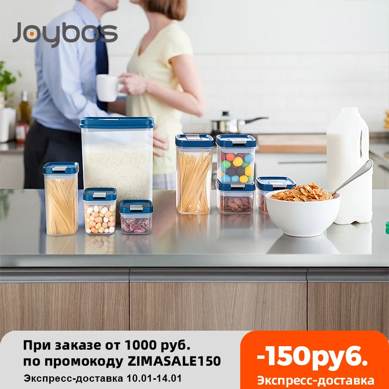 

Joybos 6 шт. большой контейнер для хранения еды, контейнер, кухонные банки для сыпучих зерен, многозернистый блок, без БФА, банки для десертных б...
