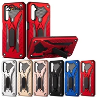 shockproof hard pc armor phone case for oppo realme 6 pro hybrid silicone rugged with stand holder cover for oppo realme 6 a92
