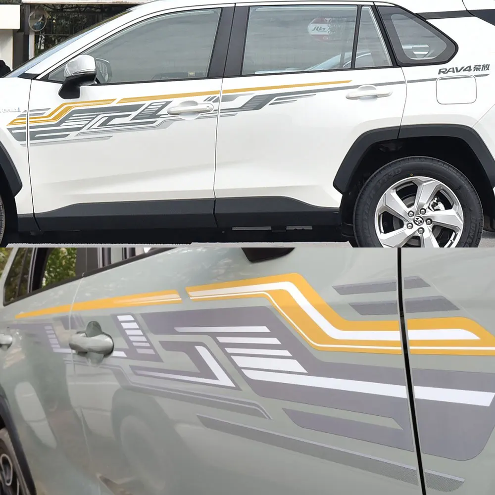 

4PCS Car Stickers For Toyota RAV4 2020 Vinyl Film Auto Stripe Door Side Styling Sport Racing Decals DIY Car Tuning Accessories
