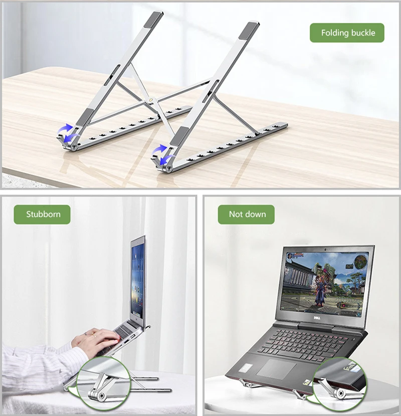 

10 Gear Adjustment Laptop Cooling Bracket Computer Stand Aluminum Alloy Folding Portable Adjustable Lifting Bracket