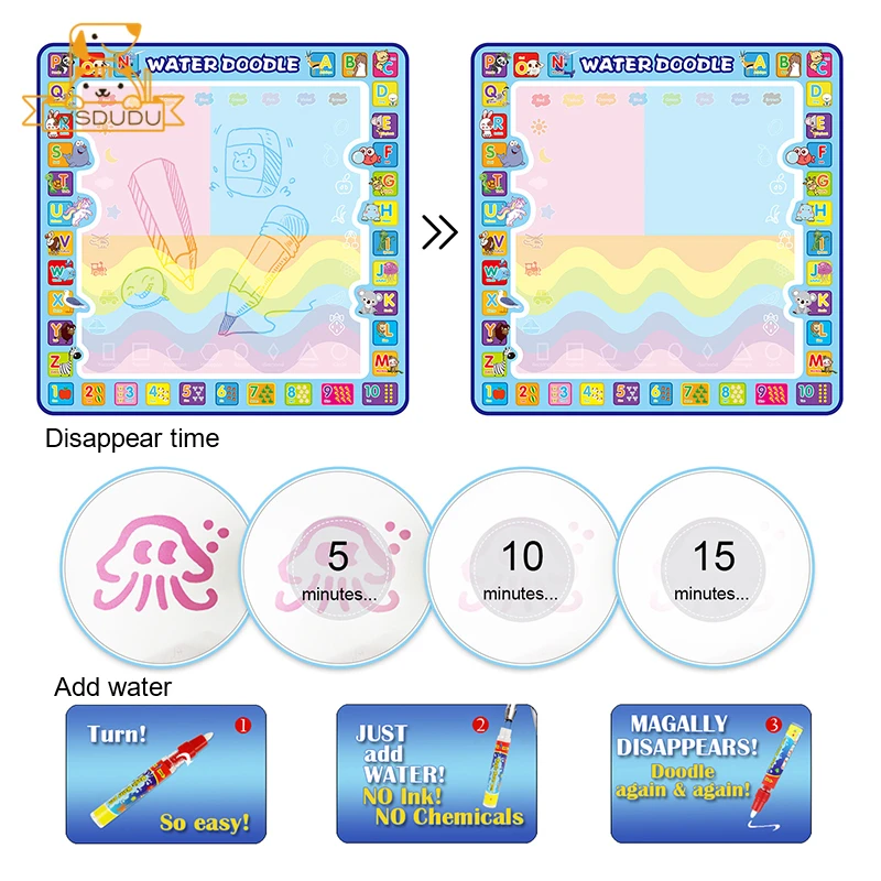 Коврик для рисования водой 100x100 см|Юный художник| |