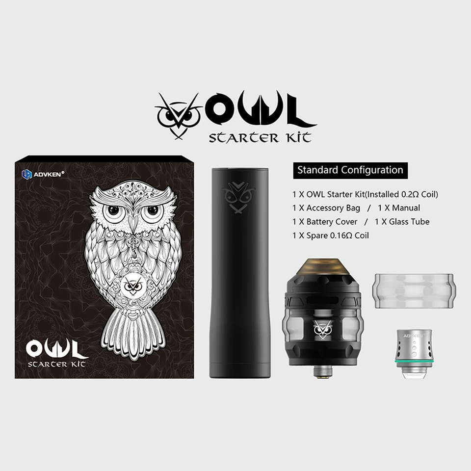 Электронная сигарета ADVKEN Owl vape pen pod kit емкость 20700/21700 Ом 3 мл атомайзер подходит для