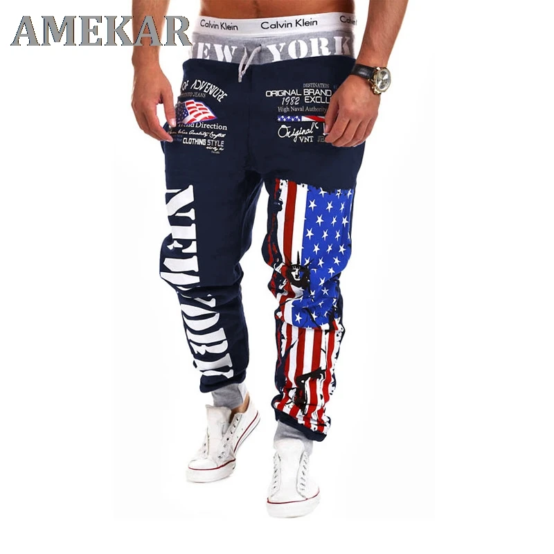 

Hip Hop Joggers Men Flag Printed Harem Pants Man Sweatpants Street wear Casual Mens Pants M-3XL Dancing Trousers