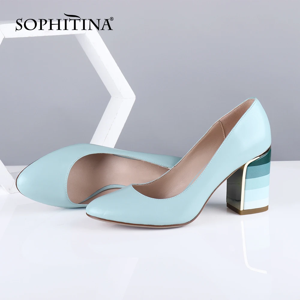 

Женские туфли-лодочки из натуральной кожи SOPHITINA, без застежек, круглый носок, квадратный каблук, элегантные модельные туфли ручной работы, W10...