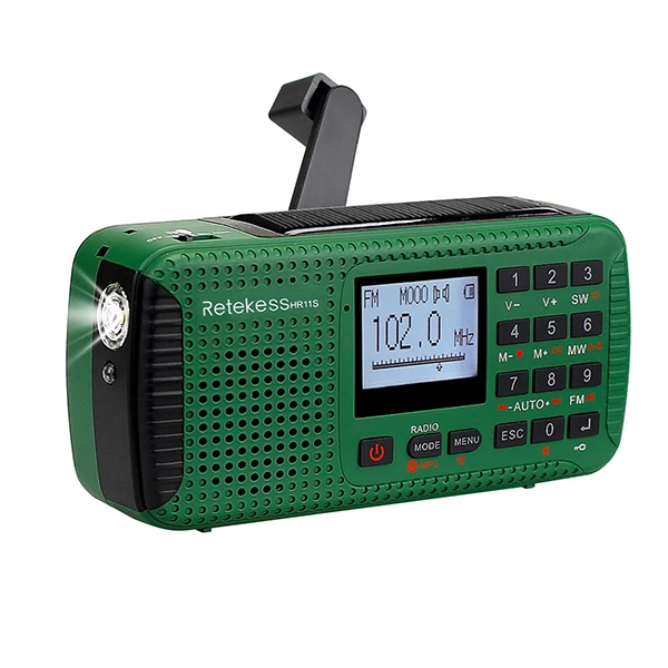 RETEKESS HR11S портативный Радио Bluetooth динамик Солнечный Аварийный радиоприемник FM MW SW с MP3-плеером цифровой рекордер - Цвет: Зеленый