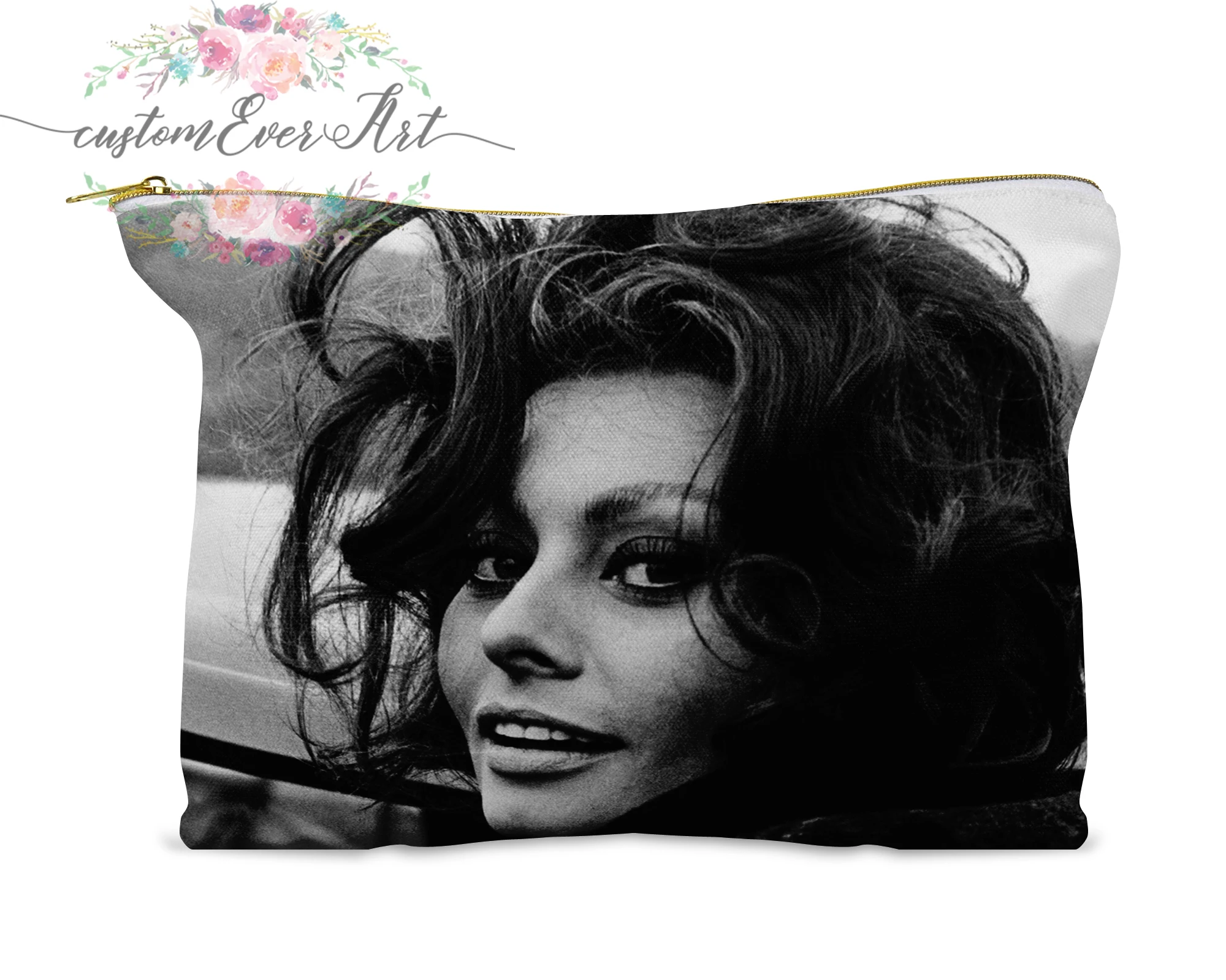 

Sophia Loren cosmetic bag personalized small makeup bag funny makeup organizer toiletry bag zipper pouch