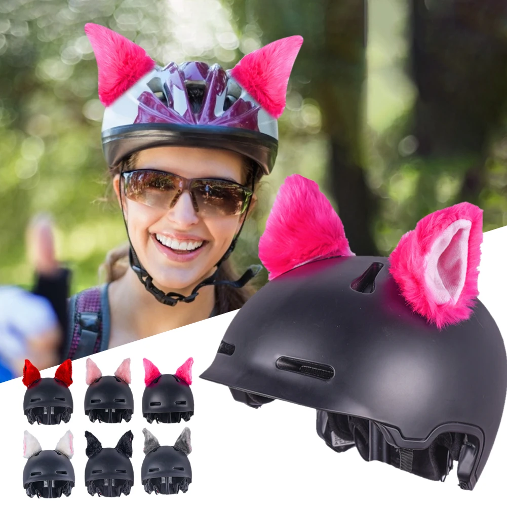 

2Pcs/Set Plush Motorcycle Helmet Cute Cat Ears Motocross Full Face Off Road Helmet Deco Accessories Sticker Cosplay Car Styling