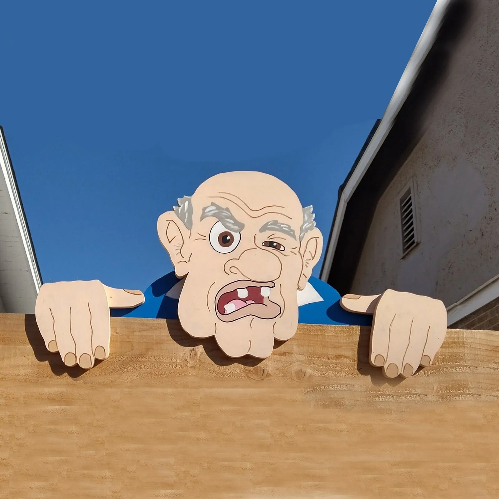 

Garden Illustration Fence Decoration Angry Old Man and Lady Garden Art Farm Courtyard Ornament Wooden Garden
