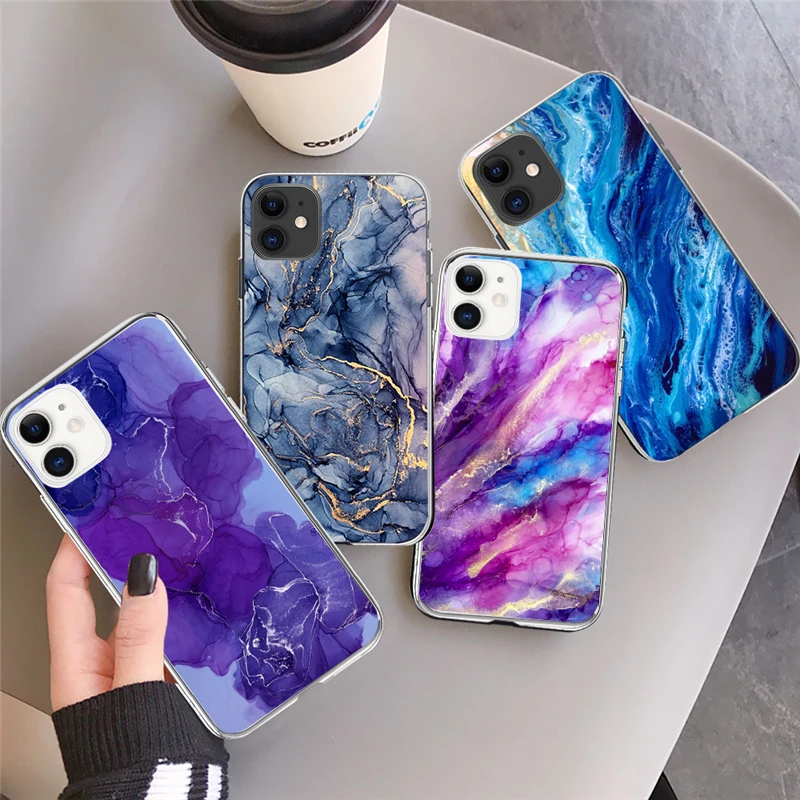 

Fashion Marble Pattern Case For iPhone 13 12 11 Pro Max X XR XS Max 7 8 6S Plus 13 12 Mini 5 5S SE 2020 Cute Soft TPU Back Cover
