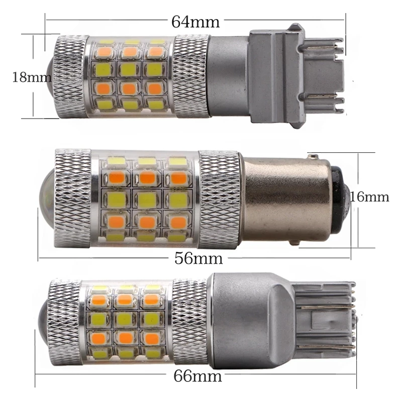 

2PCS Leds Bulb T25 3157 7443 White Amber Auto Led DRL Light Dual Color LED Turn Signal Light switchback 42smd 2835 P27 3057 12V