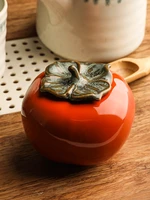 creative mini travel portable persimmon ceramic tea jar small tea jar black tea green tea puer sealed jar