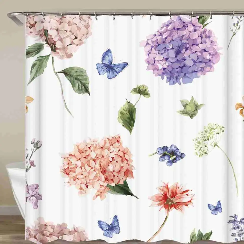 

Flowers Shower Curtain Rose Succulent Plant Plum Blossom Bathroom Curtain Waterproof Fabric With Hook 72x72 Inch