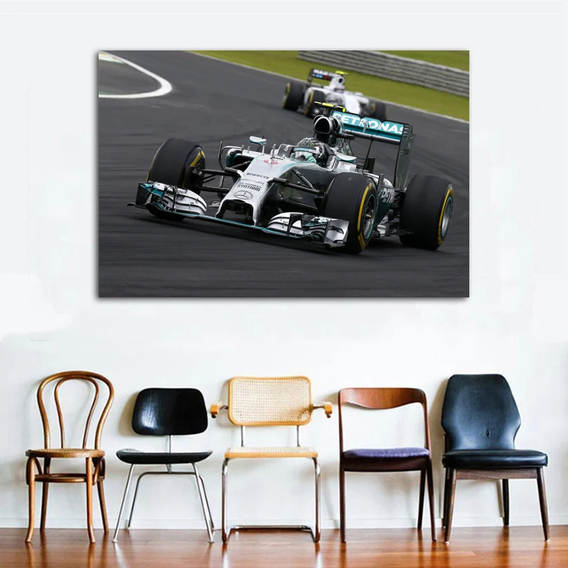 Formula One Mercedess Racing Sport Car Posters and Prints Wall Art Canvas Painting For Living Home Decor | Дом и сад