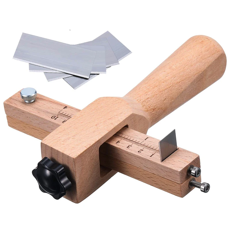 Tool and 5pcs Blades Регулируемый кожаный ремешок резак кожевенное ремесло полосы ремень DIY ручной резки деревянные полосы резак кожаные инструменты - Цвет: Tool and 5pcs Blades