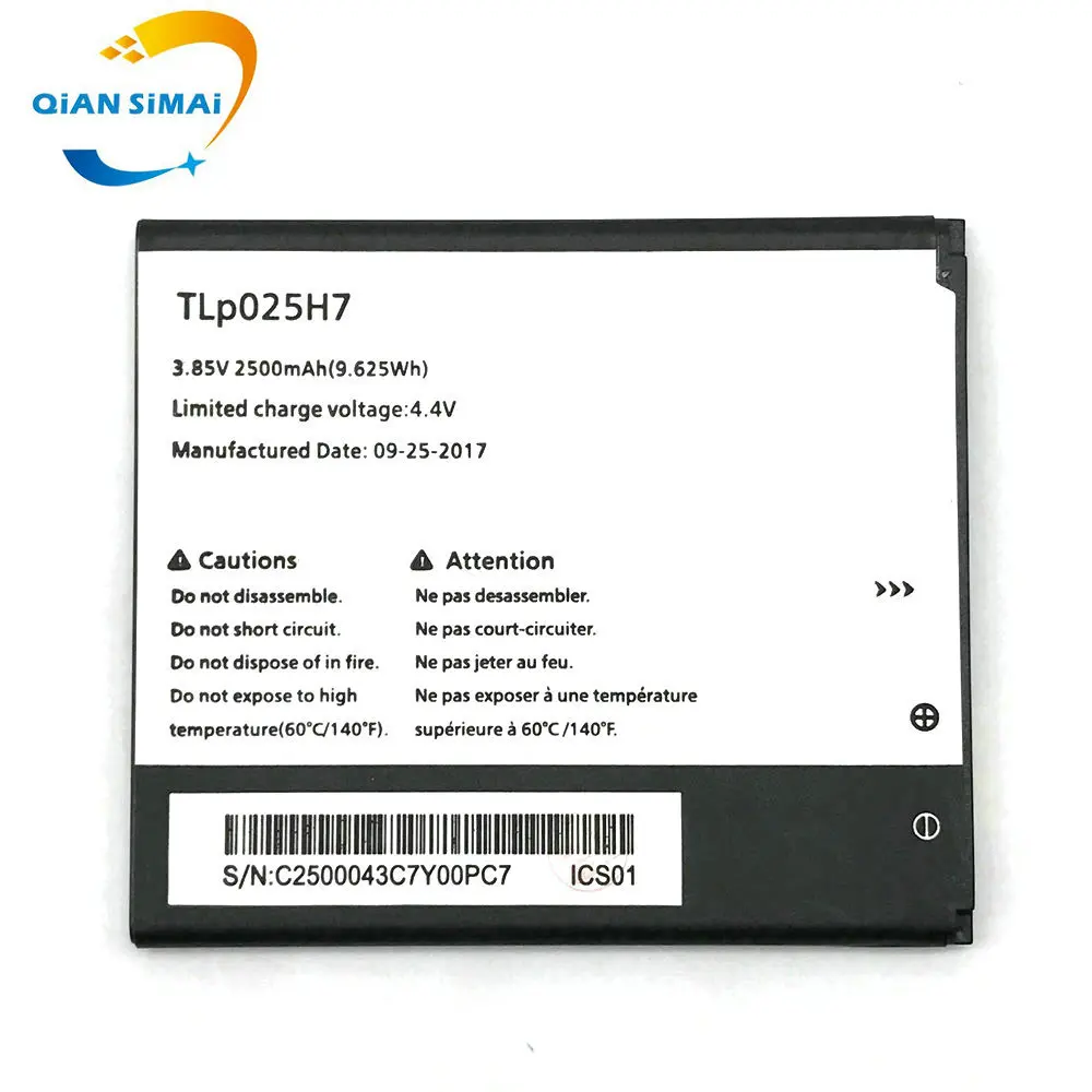 

Новый аккумулятор 2500 мАч TLP025H7 для ALCATEL one touch TLp025H1 TLP025H7 мобильный телефон