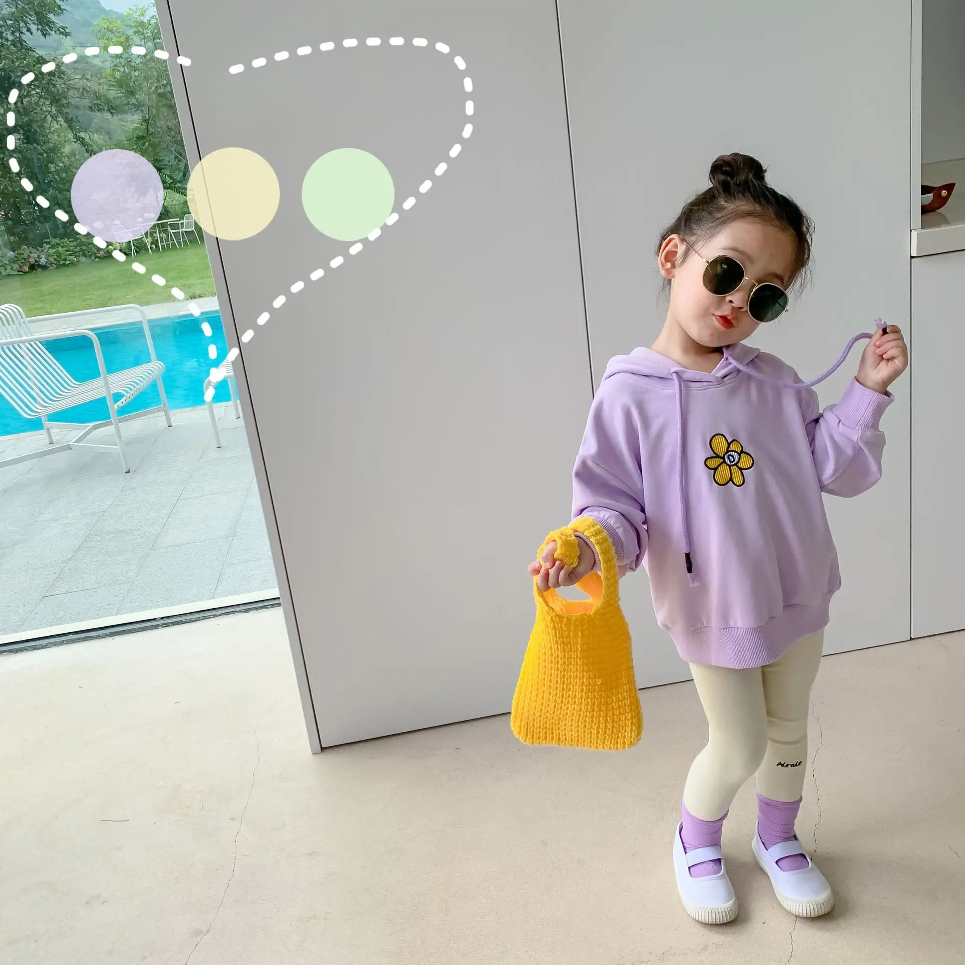 

Хлопковая толстовка с капюшоном, в Корейском стиле, с цветочной вышивкой