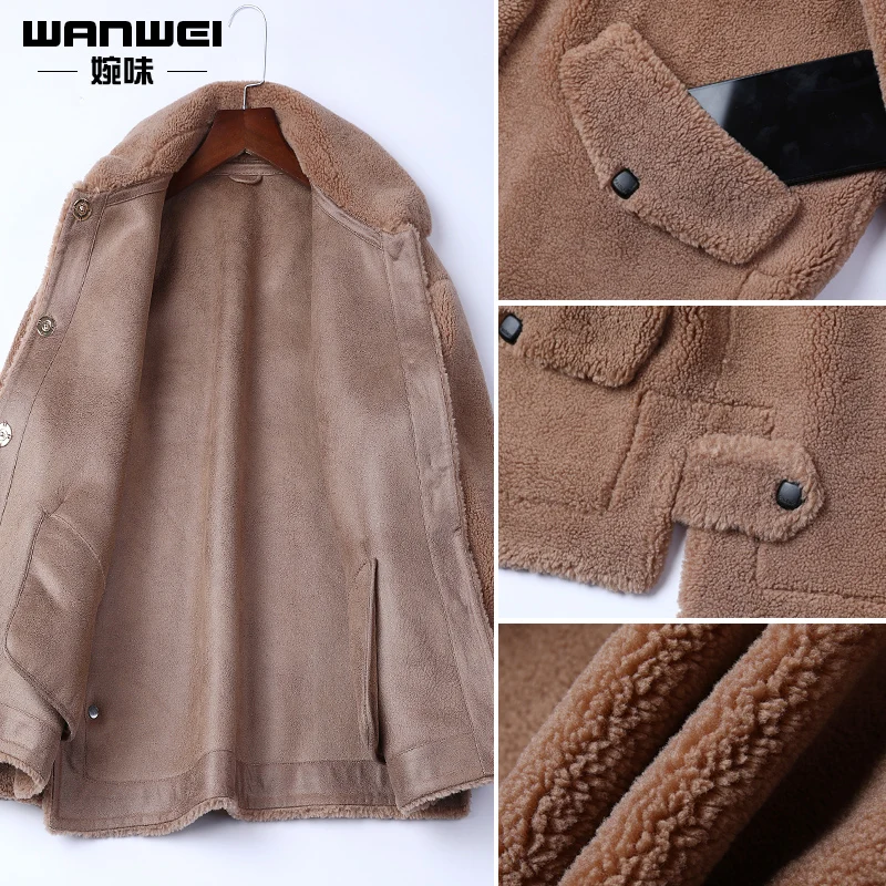 Новинка пальто из овчины женское короткое осенне зимнее гранулированного