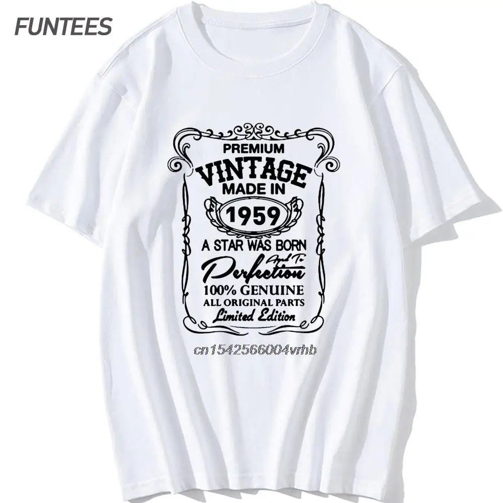 

Сделано в 1959 году, подарок на день рождения, Мужская футболка, Подарочный дизайн, винтажные футболки из 100% хлопка с круглым вырезом, РЕТРО ПР...