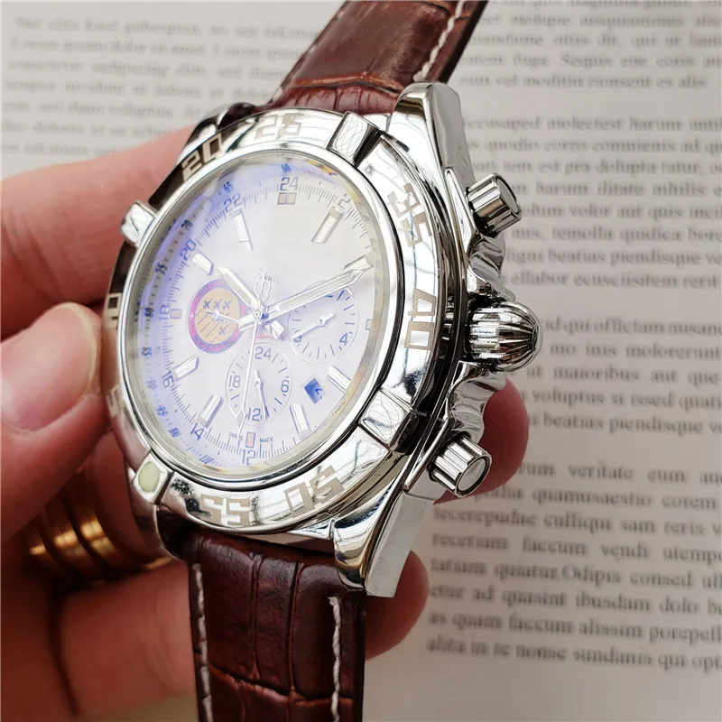 

Men's multi-functional mechanical wrist watch stainless steel watch ring with rotatable calf leather strapaaa watch