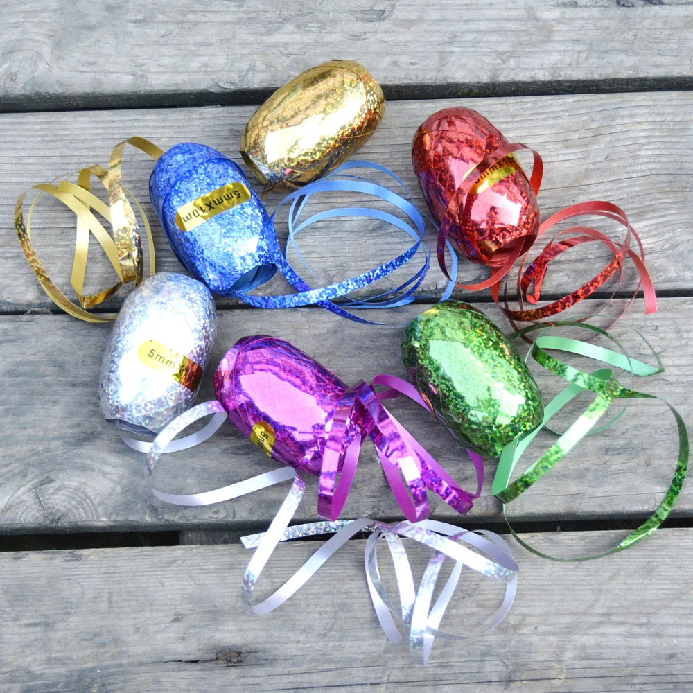 6 шт 10 м розовое золото лазерные блестящие ленты для завивки ролл воздушные шары