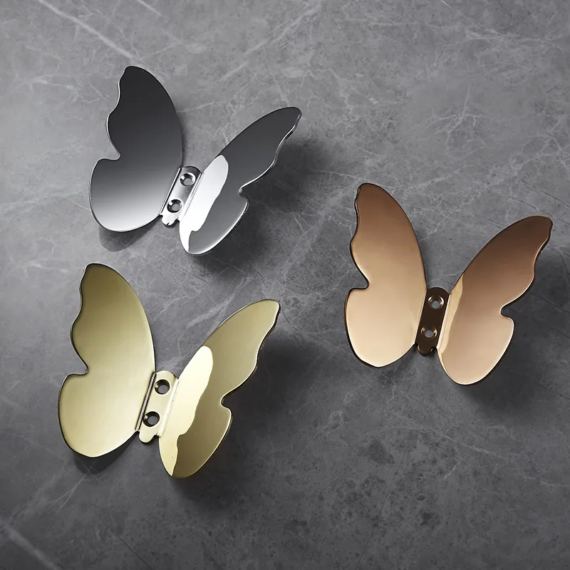 Твердая латунь бабочка Стиль Крючки Настенные навесные полотенце крючок для