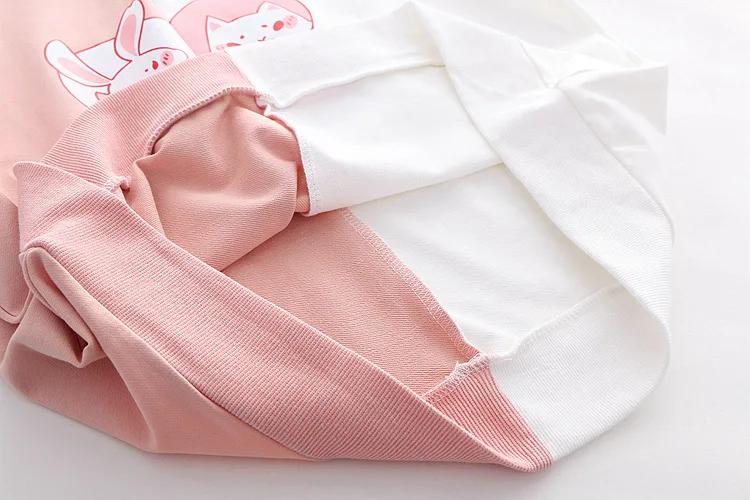 Женская толстовка Kawaii с заячьими ушками и милым кроликом котом, милая Толстовка Harajuku, мягкий розовый пуловер с аниме для девочек, спортивная одежда