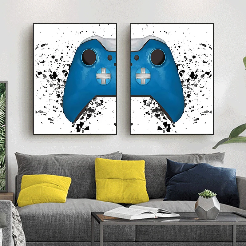 

Watercolor Boys Game Posters And Prints Gamepad Canvas Painting Wall Art Joystick Picture For Kids Living Room Home Decor