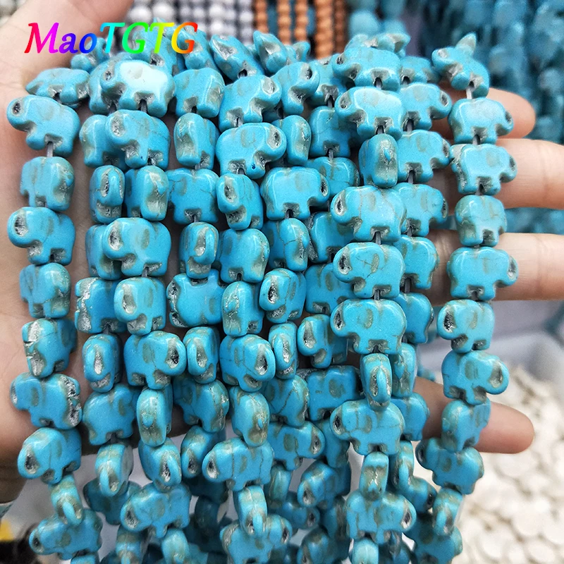 

Wholesale Blue Elephant Turquoises Beads For Jewelry Making Bracelet Necklace 15X11X5mm Carved Howlite Blue Beads Wholesale