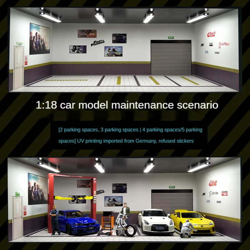 

1/18 Simulation Car Scene Model Repair Garage Parking Lot Dustproof Display Box Assembly Toy