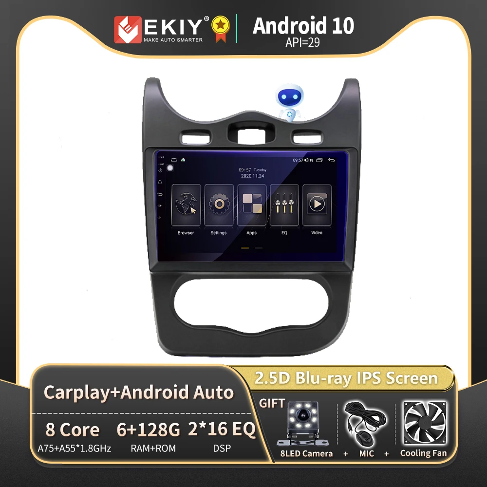 

EKIY For Renault Sandero 2013-2014 Car Radio Android 10 Autoradio 1280*720 DSP Multimedia Player Navigation GPS Stereo No 2 Din