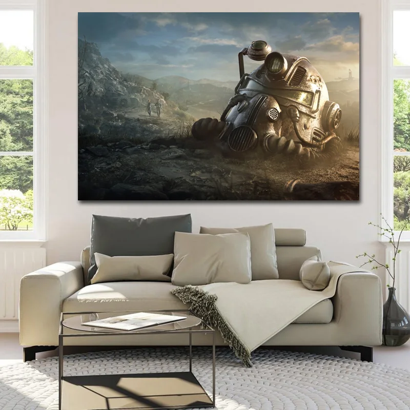 Фоллаут видео игры шлем Wall Art Плакаты HD принты картины на холсте для Декор в