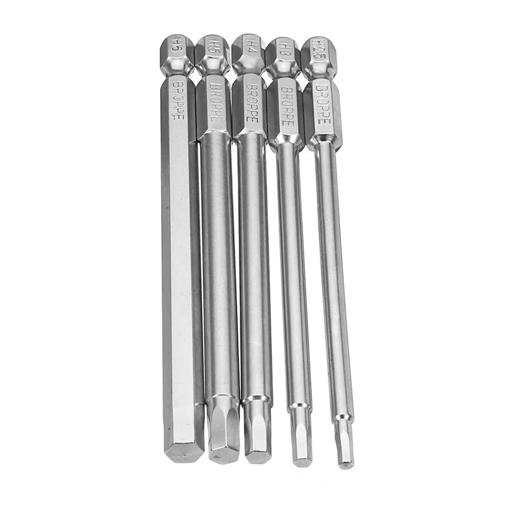 

5Pc 100mm H2.5-H6 Screwdriver Bit 1/4 Inch Hex Shank S2 Magnetic Hand Tools