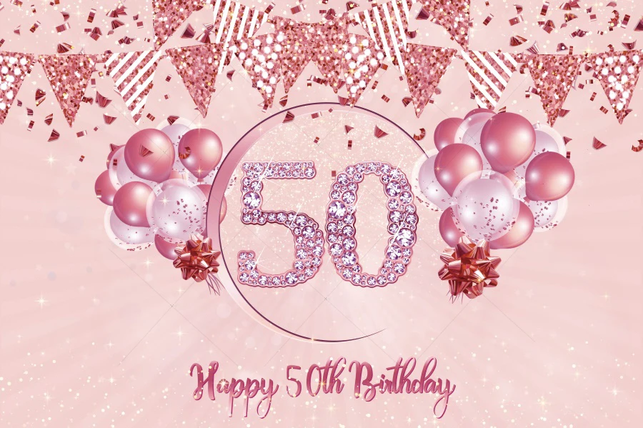 Фон для фотосъемки с изображением розового золота 50-го дня рождения женские