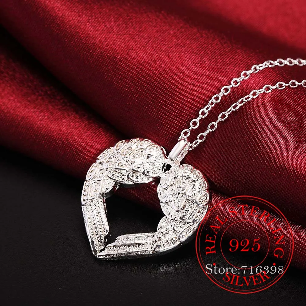 Романтические крылья Ангела 925 пробы серебряные ожерелья и подвески для женщин