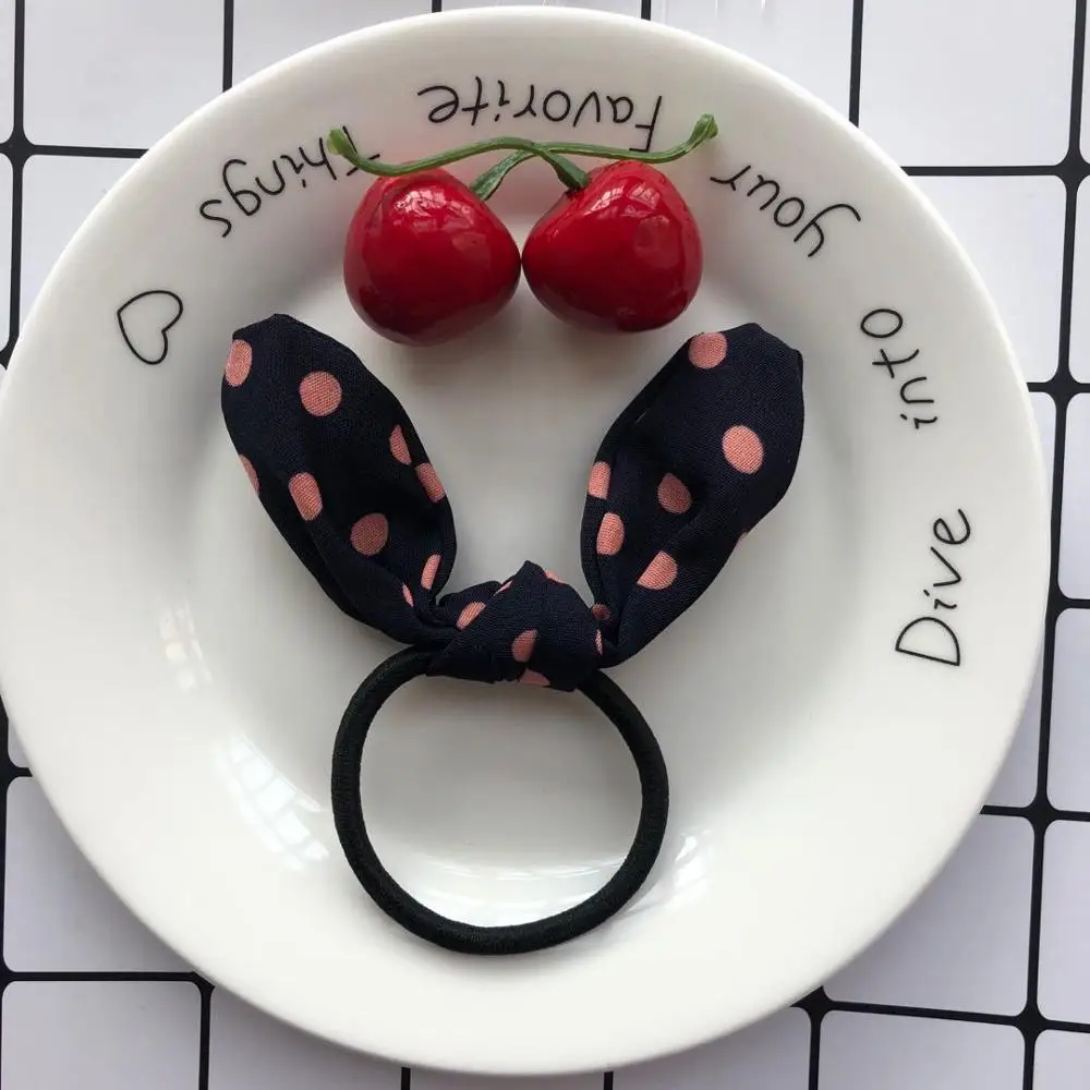 pink dot Резинки для волос с кроличьими ушками Симпатичные повязки для волос аксессуары для волос для женщин резинки для волос эластичные резинки для девочек аксессуары для волос для женщин - Цвет: pink dot