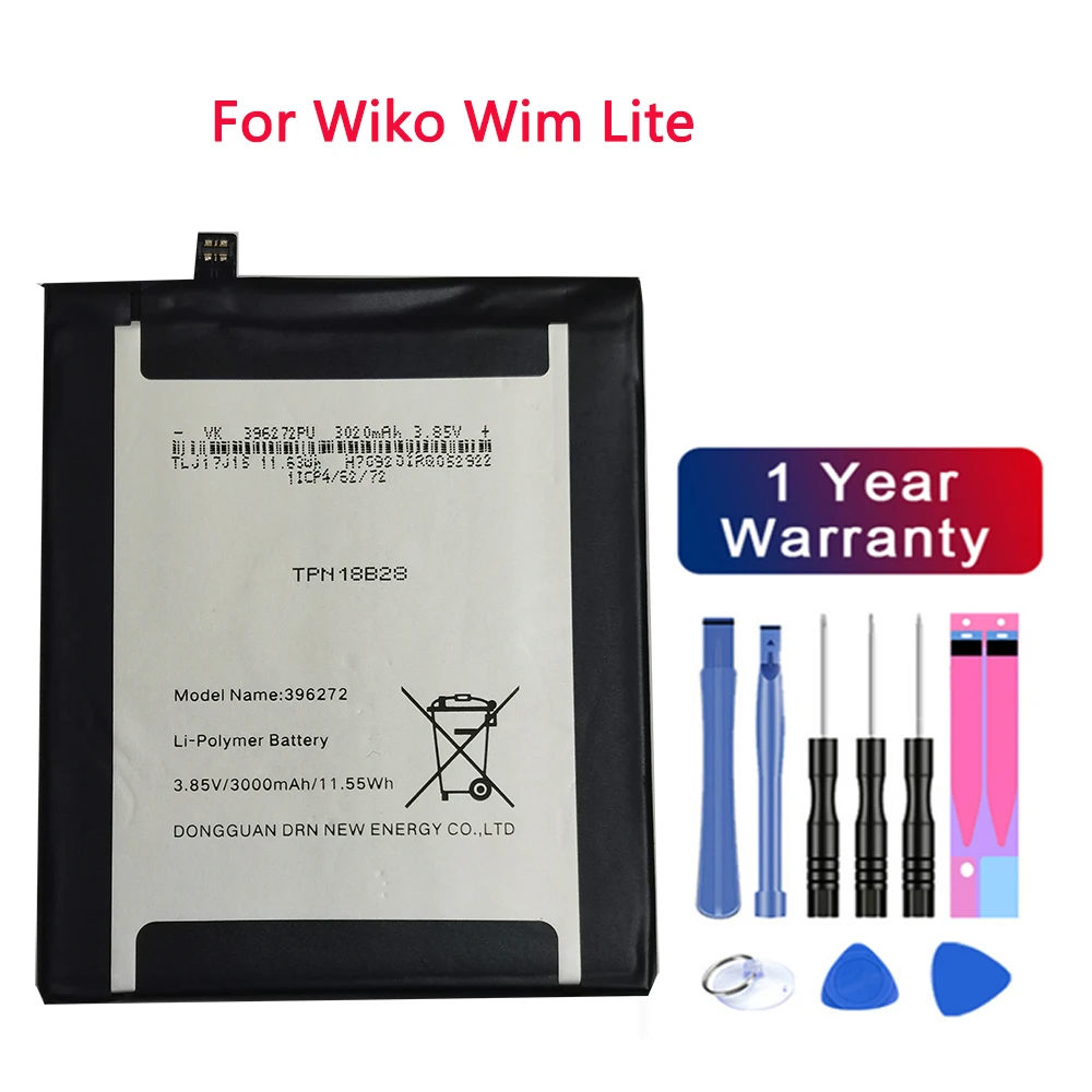 

High Quality 3000mAh 396272 For Wiko Wim Lite For BQ BQS 5504 Strike Selfie Max WIKO View Prime/Upulse Lite/WIKO U Pulse Battery