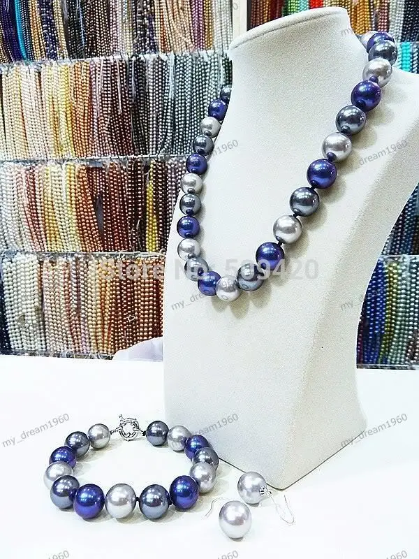Wholesale>&gtNew Set Bridesmaid Bridal Wedding 14mm Shell Pearl Necklace Earring Bracelet set | Украшения и аксессуары