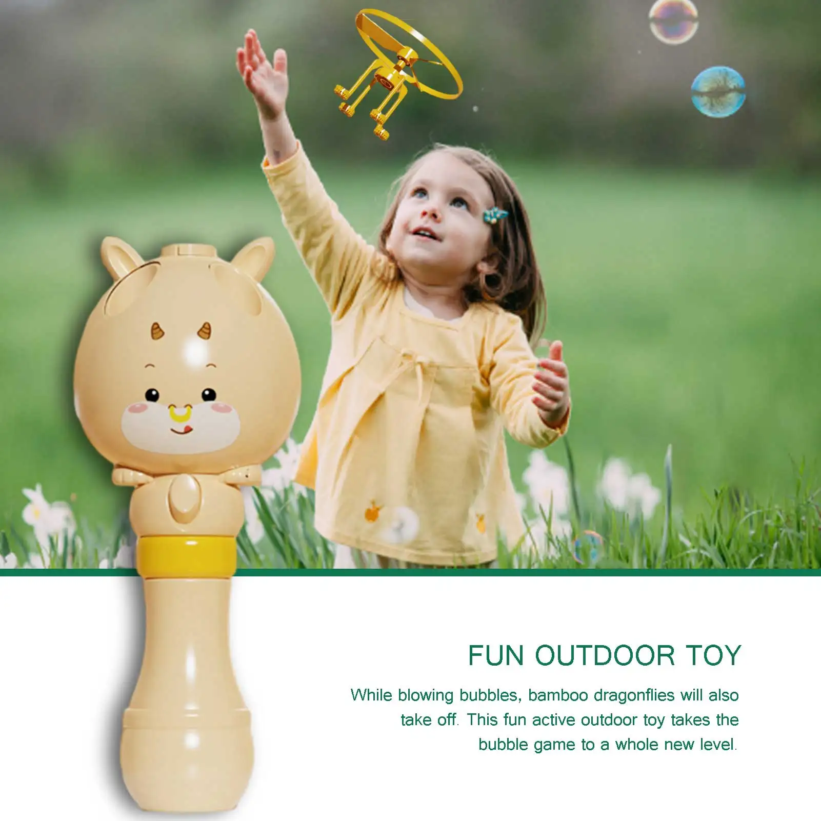

New Soaring Bubble Machine Cute Cartoon Bamboo Dragonfly Bubble Stick Soap Bubble Blower For Children Kids Summer awesome