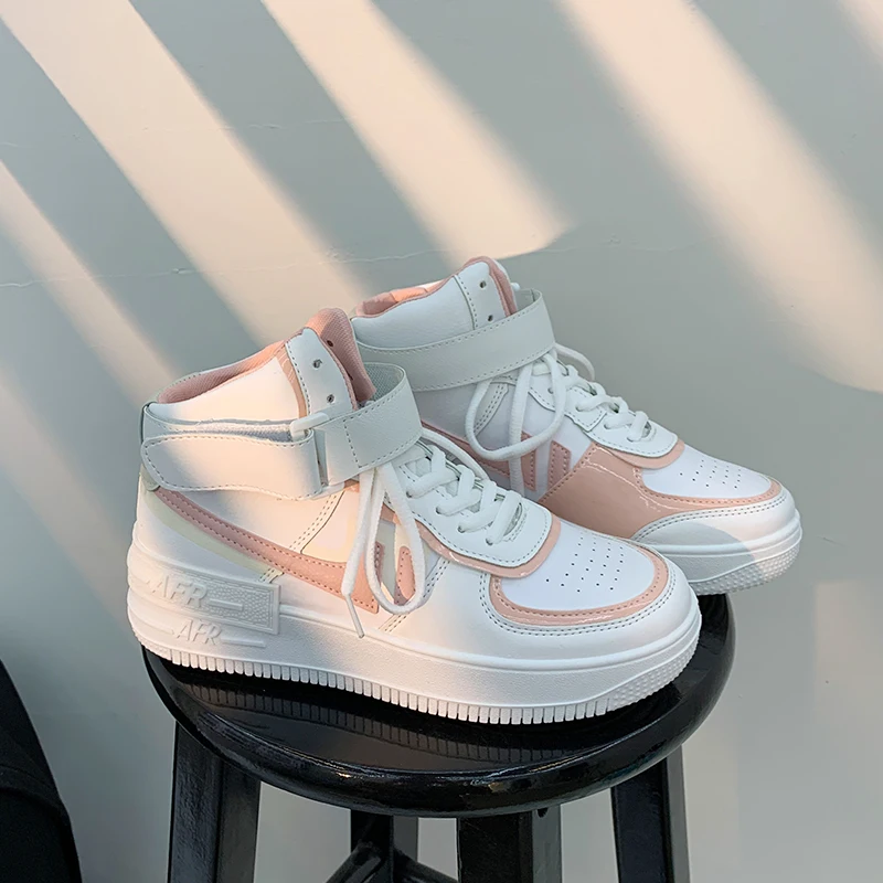 

New2021Autumn Winter New Women's High-Top Sneakers No decoration Fashion Increased Women's Platform Casual Shoes Couple Sneakers