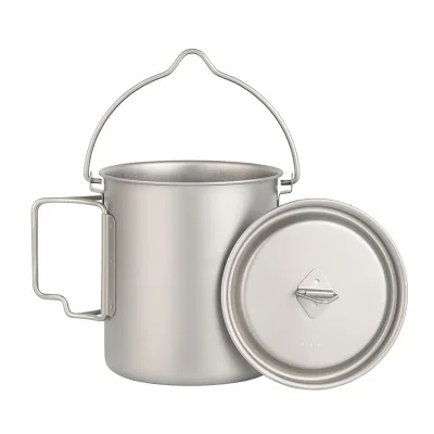 Открытый 750 мл титановые горшки для пикника чашка воды с крышкой титановая посуда