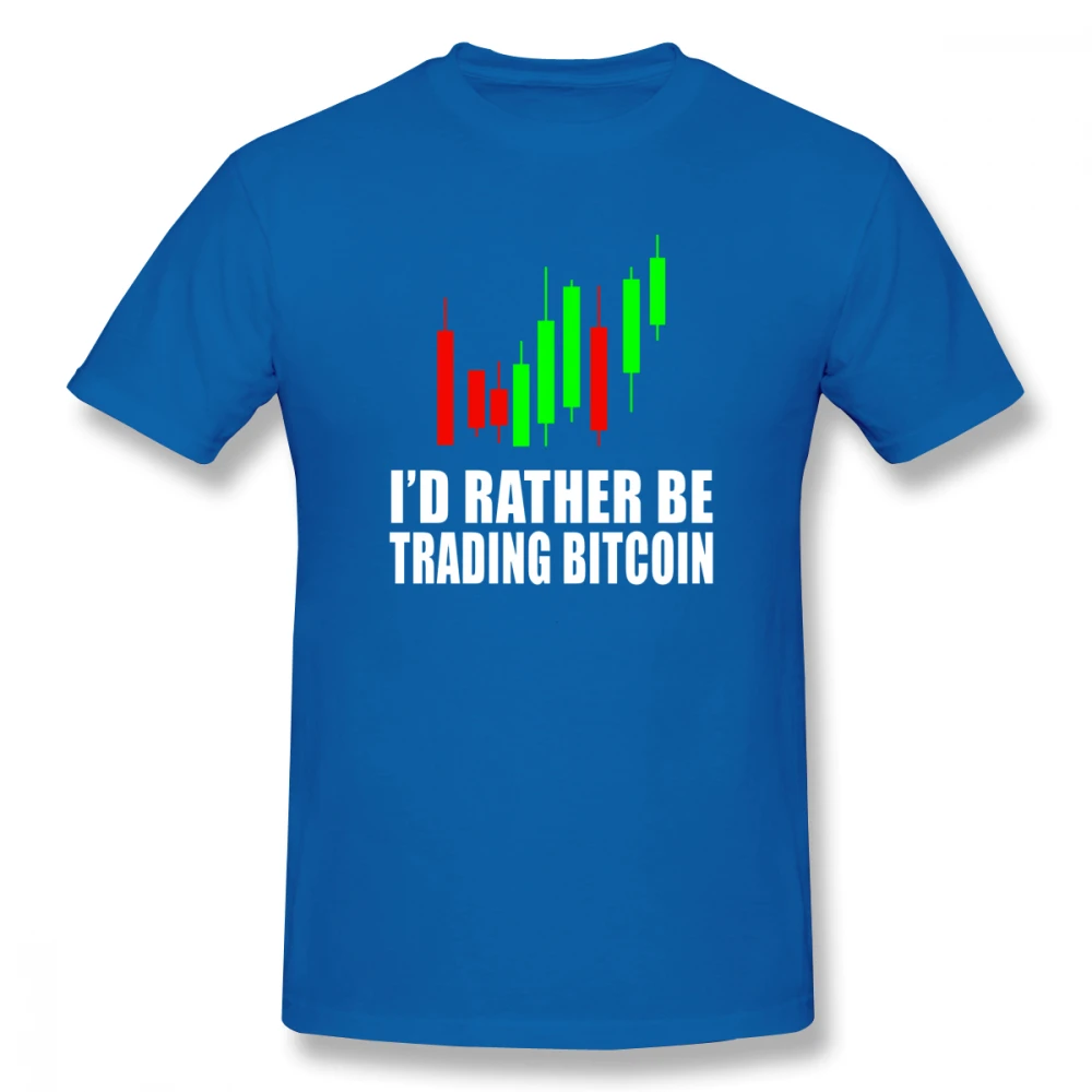 

I D Rather Be Trading Bitcoin Bitcoin Graphic Funny Men's Basic Short Sleeve T-Shirt Many colors casual t-shirts European Size