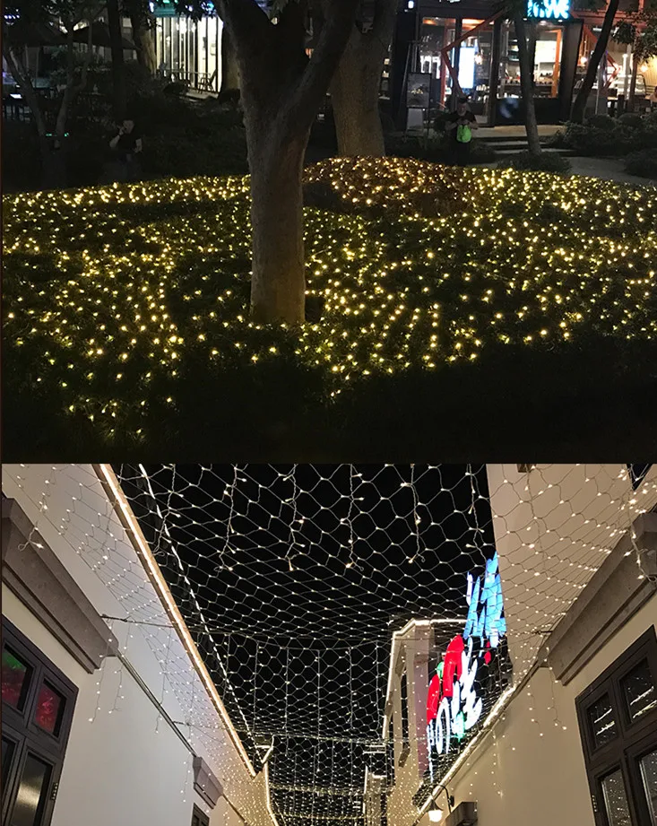 1,5 м x 1,5 м 96LED 110 В 220 в супер яркий сетчатый струнный светильник, Рождественский светильник, новогодний, садовый, Свадебный, праздничный светильник ing