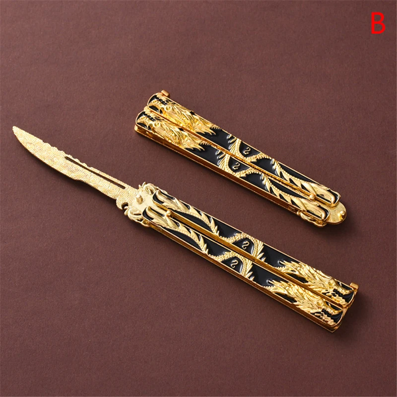 14CM Zinc Alloy Butterfly Knife Folding Practice Outdoor No Edge | Инструменты