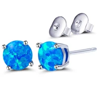 hot sell style new low key luxury imitation opal earrings blue ear stud 7mm women wedding birthday christmas party jewelry gifts