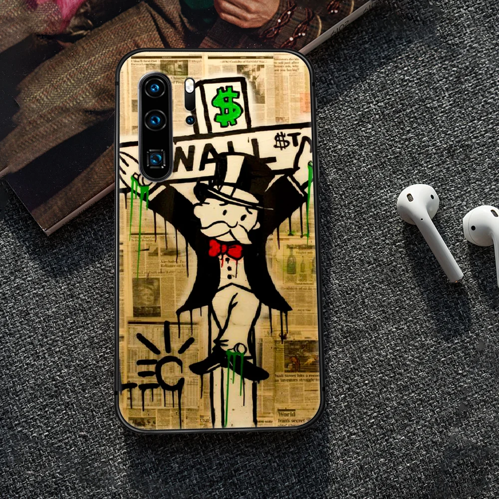 

cartoon Alec Monopoly Aesthetic Phone Case Cover Hull For Huawei P8 P9 P10 P20 P30 P40 Lite Pro Plus smart Z 2019 black Etui