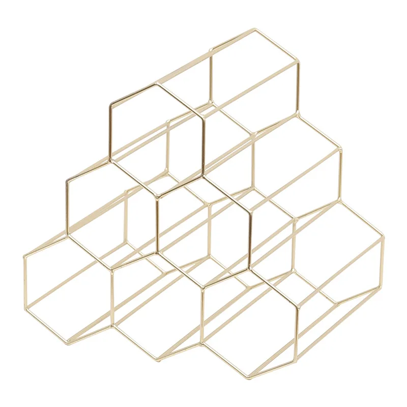 Полый сотовый стеллаж для хранения вина европейская Минималистичная Золотая