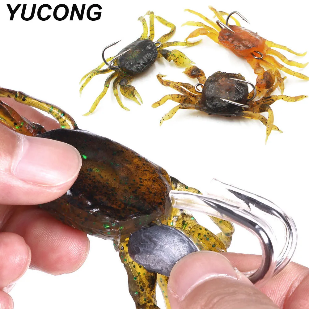 

YUCONG 3 шт. тонущие наживки-крабы 2 см-33,5 г Силиконовые Мягкие рыболовные приманки резиновые воблеры для джиггинга мягкие приманки с двойным кр...