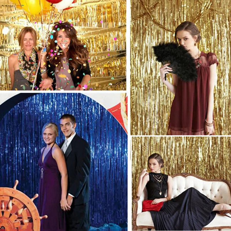 3M золотой фольги полосатый красный синий занавес Блестящий Металлический Венок