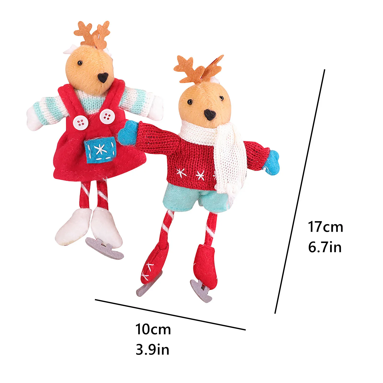 

Classic Christmas Home Decoration Cartoon Cute Elk Doll Ornaments 2PCS Birthday Gifts Cotton Children